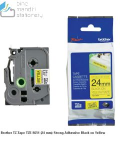 Gambar P-touch Tape Brother TZE-S651 Strong Adhessive Black on Yellow 24mm merek Brother (tape)