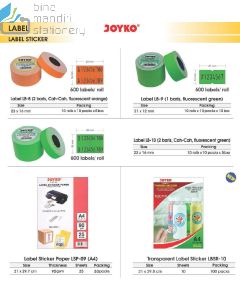 Jual Kertas Tempel Harga Joyko Label LB-9 (1 baris,Green Fluor) termurah harga grosir Jakarta