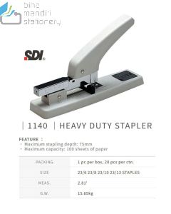 Brosur gambar peralatan sekolah SDI 1140 Heavy Duty Stapler 23/13 (Max 100 Lbr) Alat Jilid Kertas